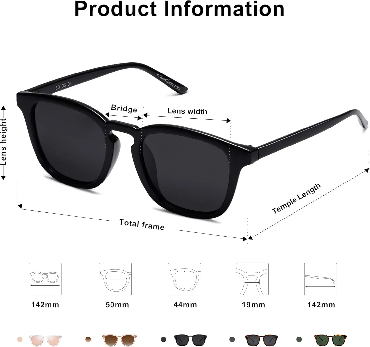 SOJOS Polarized Sunglasses for Women Men Classic Vintage Style Shades