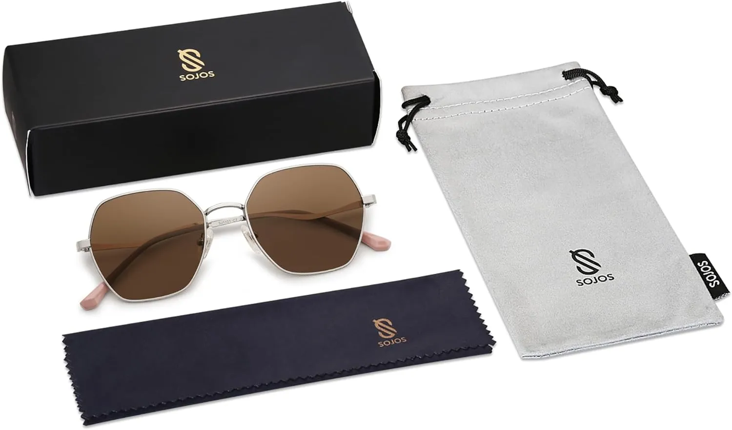 SOJOS Retro Hexagon Square Polarized Sunglasses for Women Men Vintage Hexagonal Polygon Shades SJ1101