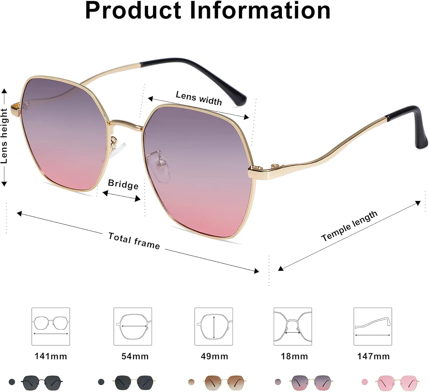 SOJOS Retro Hexagon Square Polarized Sunglasses for Women Men Vintage Hexagonal Polygon Shades SJ1101