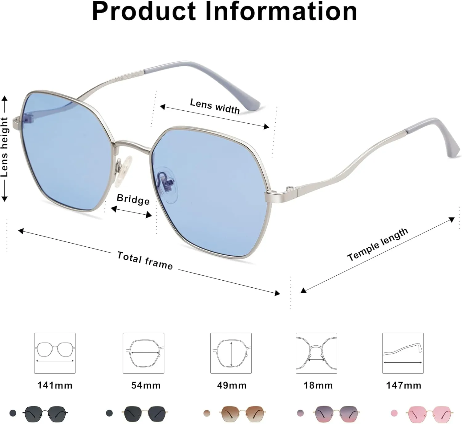 SOJOS Retro Hexagon Square Polarized Sunglasses for Women Men Vintage Hexagonal Polygon Shades SJ1101