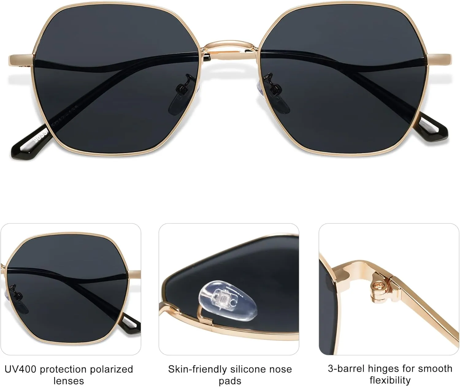 SOJOS Retro Hexagon Square Polarized Sunglasses for Women Men Vintage Hexagonal Polygon Shades SJ1101