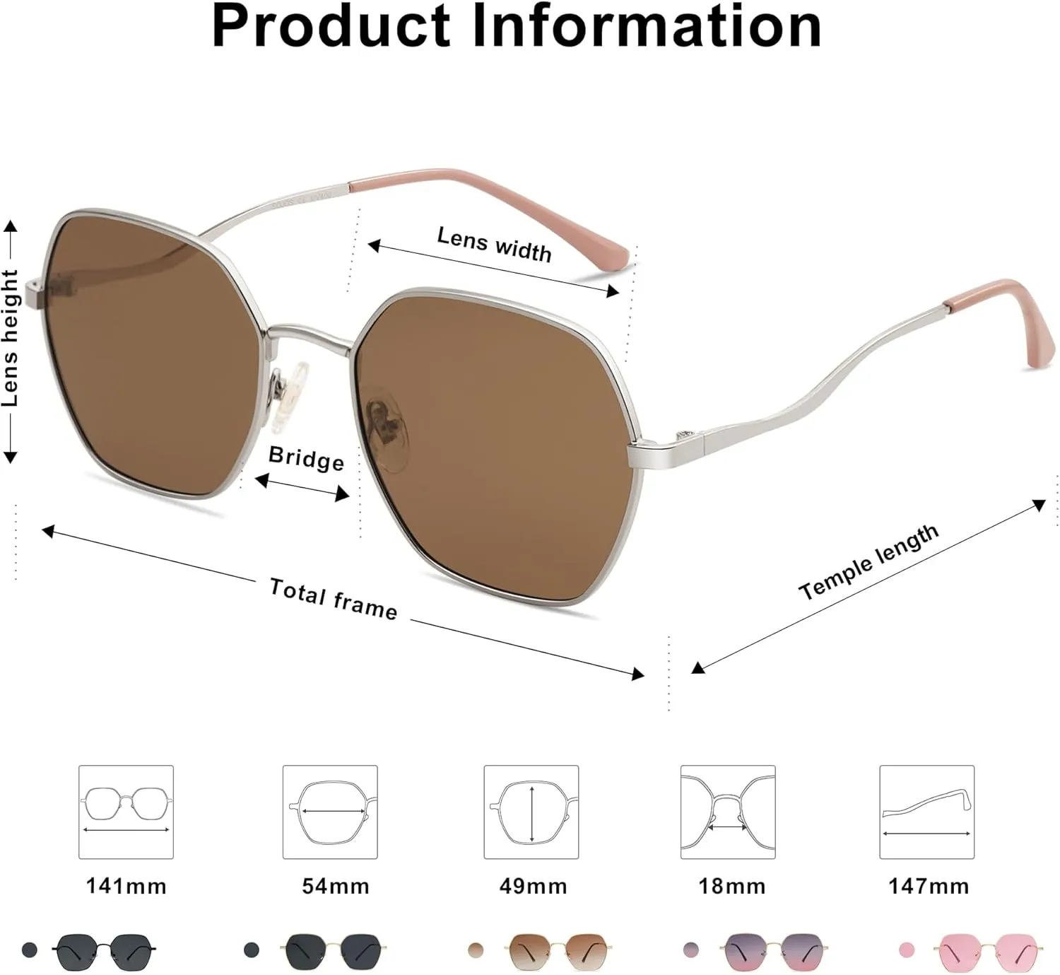SOJOS Retro Hexagon Square Polarized Sunglasses for Women Men Vintage Hexagonal Polygon Shades SJ1101