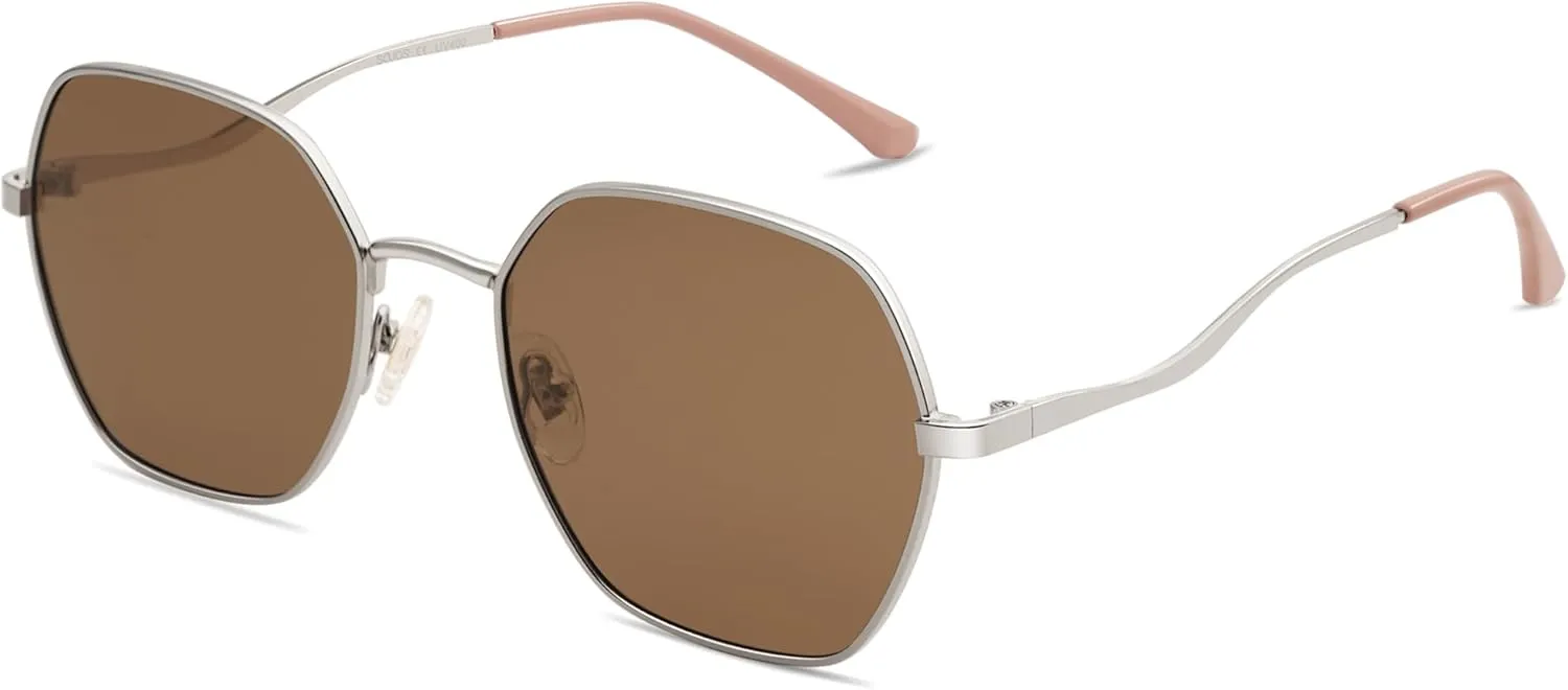SOJOS Retro Hexagon Square Polarized Sunglasses for Women Men Vintage Hexagonal Polygon Shades SJ1101