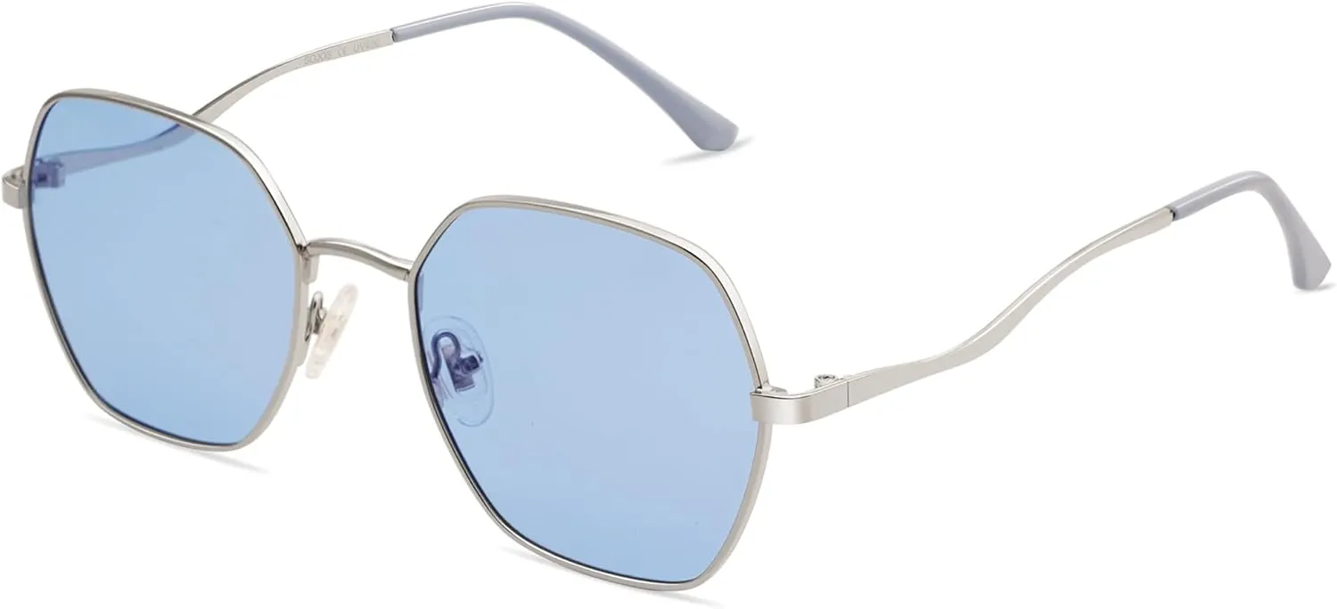 SOJOS Retro Hexagon Square Polarized Sunglasses for Women Men Vintage Hexagonal Polygon Shades SJ1101
