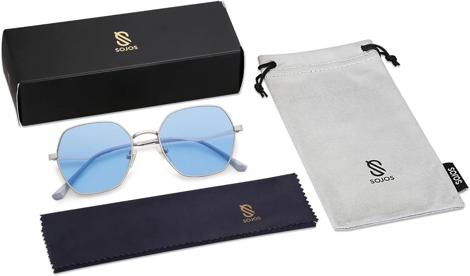 SOJOS Retro Hexagon Square Polarized Sunglasses for Women Men Vintage Hexagonal Polygon Shades SJ1101