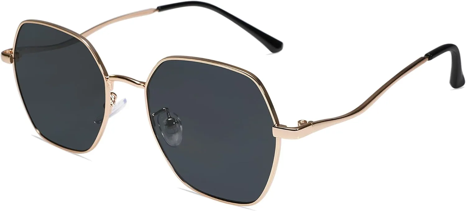 SOJOS Retro Hexagon Square Polarized Sunglasses for Women Men Vintage Hexagonal Polygon Shades SJ1101