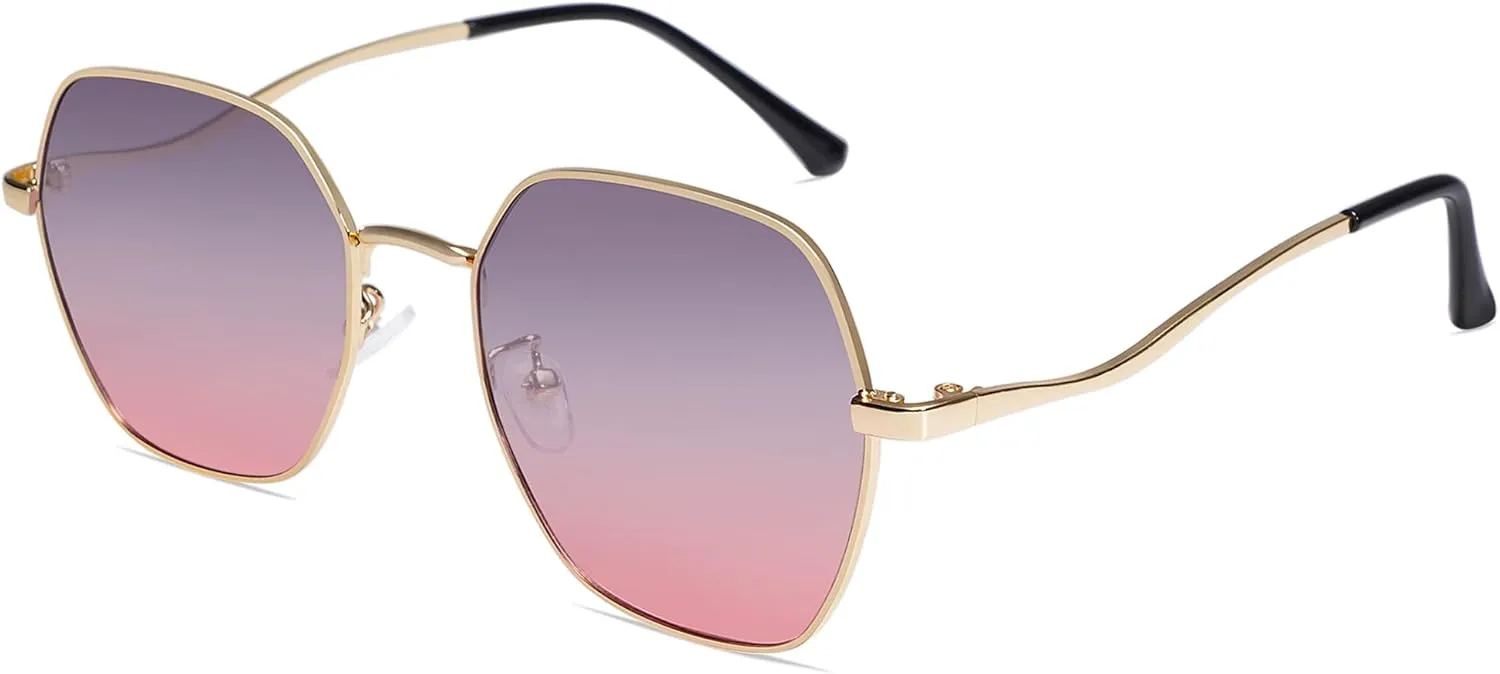 SOJOS Retro Hexagon Square Polarized Sunglasses for Women Men Vintage Hexagonal Polygon Shades SJ1101