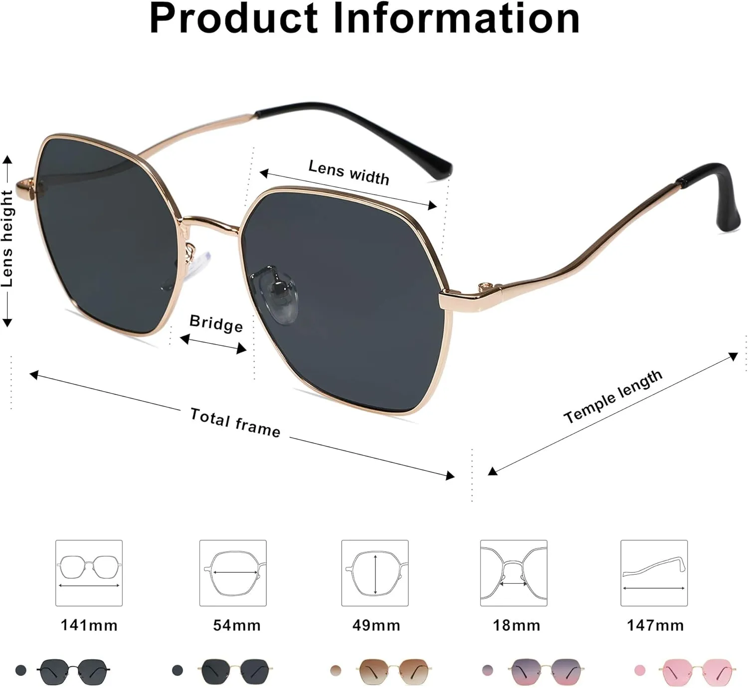 SOJOS Retro Hexagon Square Polarized Sunglasses for Women Men Vintage Hexagonal Polygon Shades SJ1101
