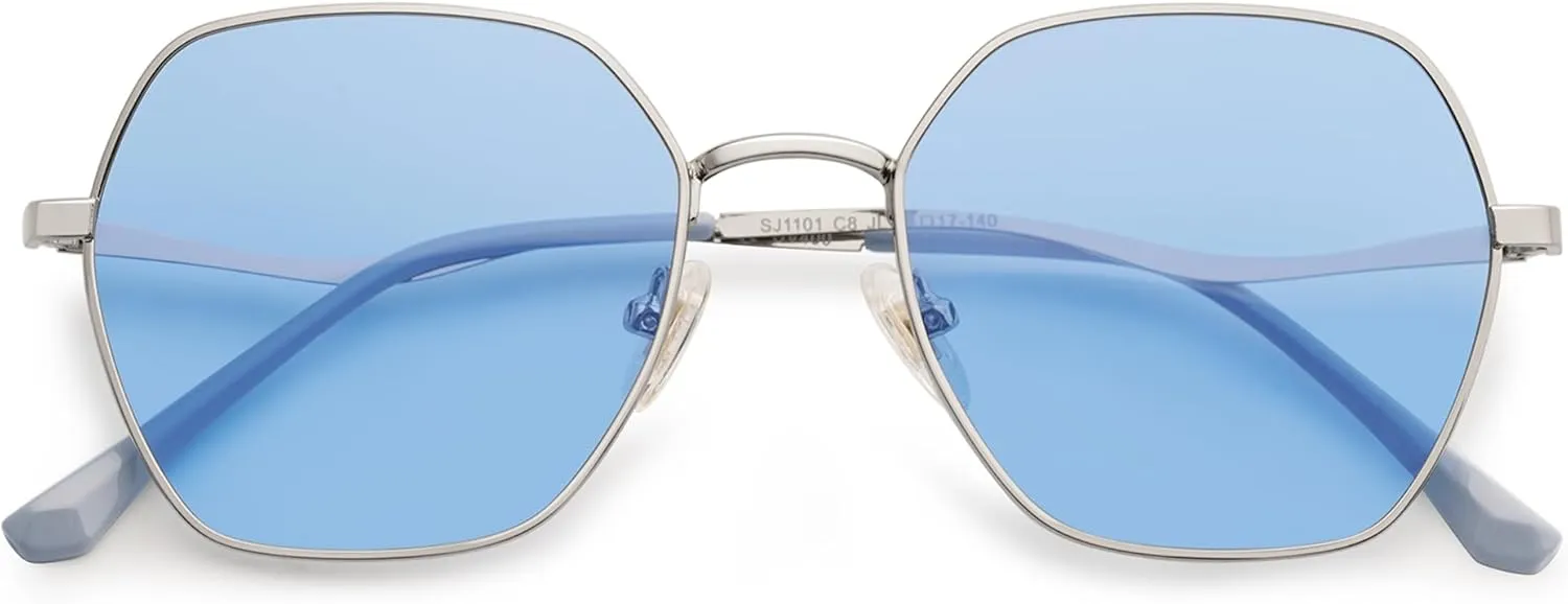 SOJOS Retro Hexagon Square Polarized Sunglasses for Women Men Vintage Hexagonal Polygon Shades SJ1101