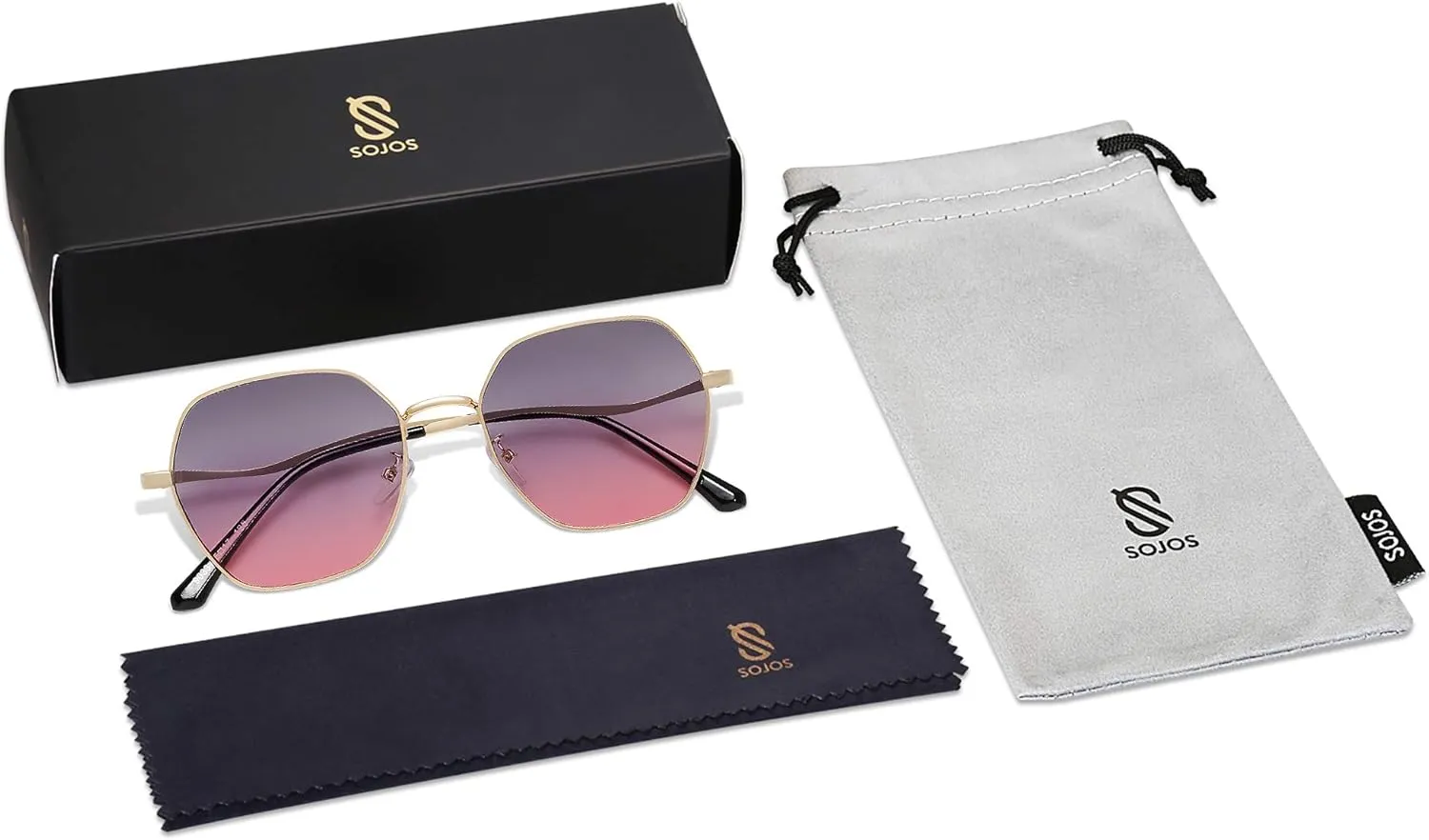 SOJOS Retro Hexagon Square Polarized Sunglasses for Women Men Vintage Hexagonal Polygon Shades SJ1101