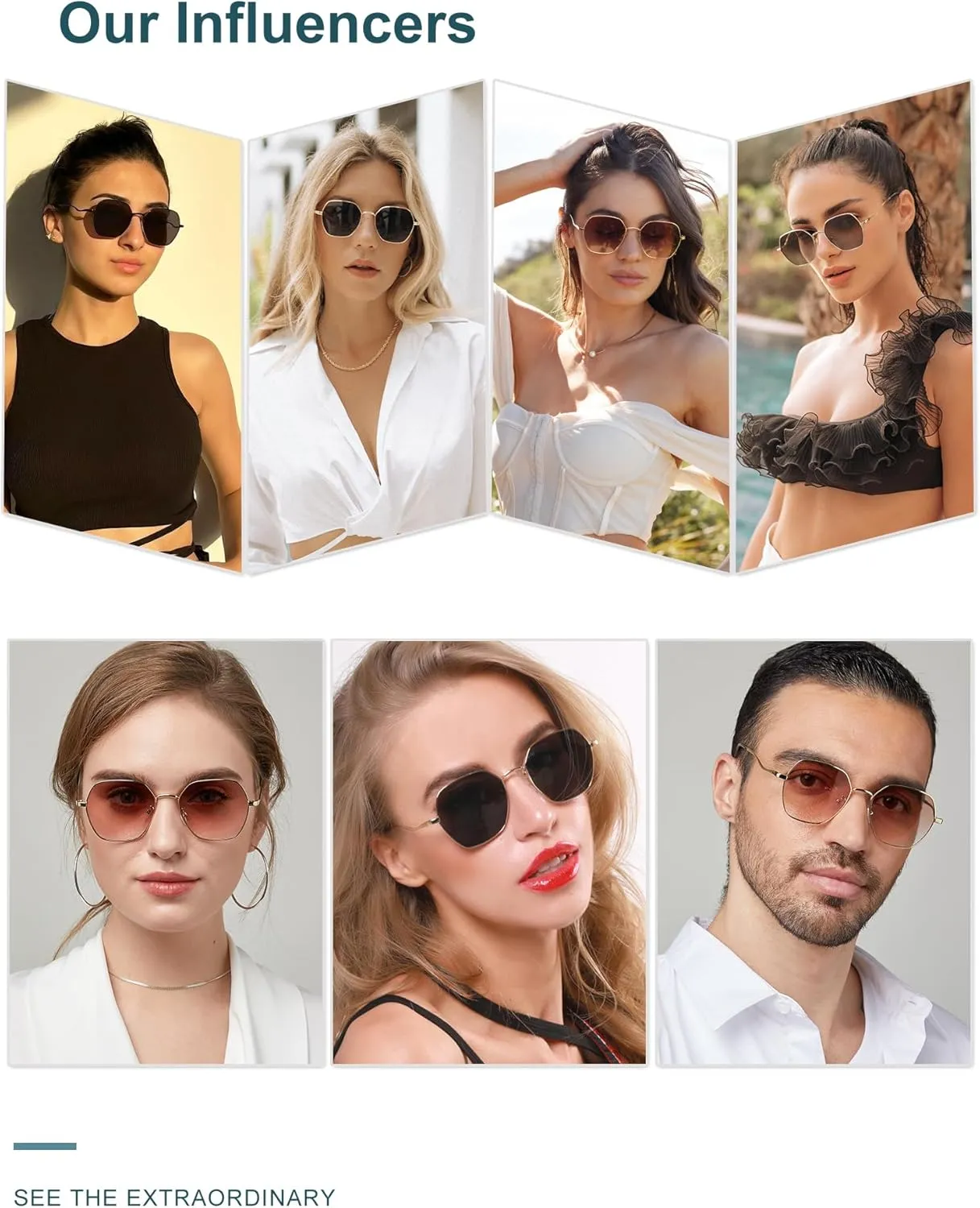 SOJOS Retro Hexagon Square Polarized Sunglasses for Women Men Vintage Hexagonal Polygon Shades SJ1101