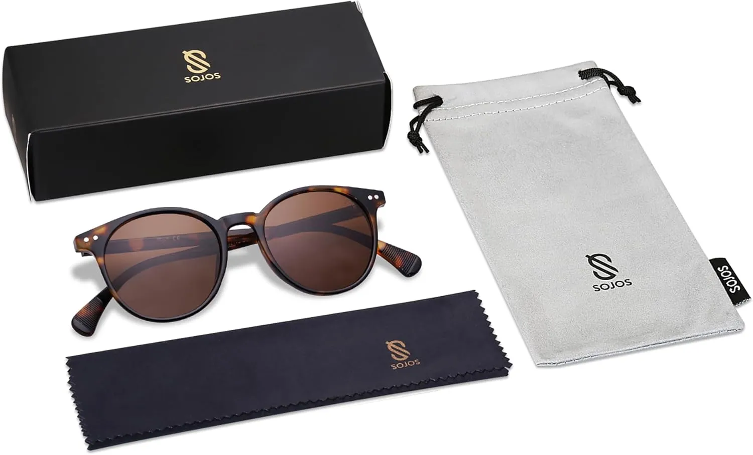 SOJOS Small Round Classic Polarized Sunglasses for Women Men Vintage Style UV400 Lens SJ2113