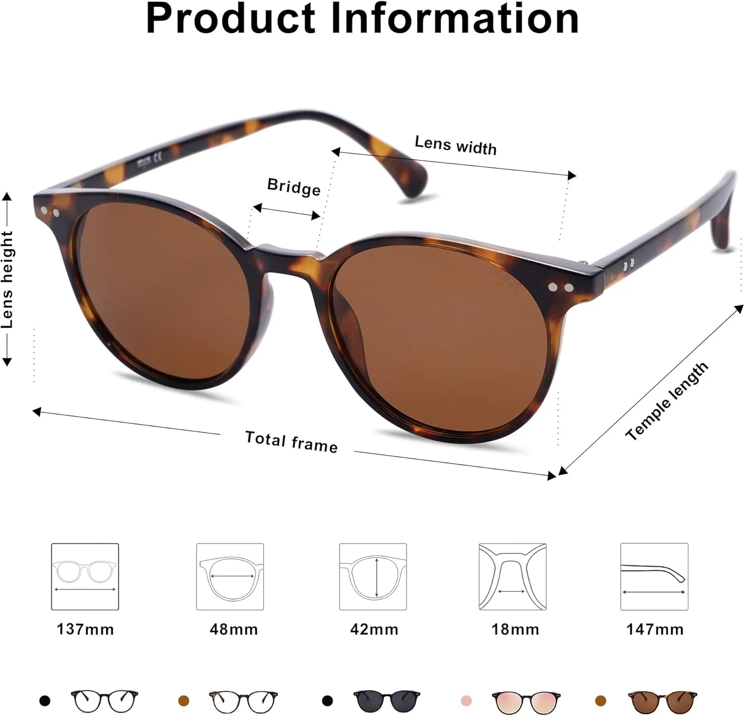 SOJOS Small Round Classic Polarized Sunglasses for Women Men Vintage Style UV400 Lens SJ2113