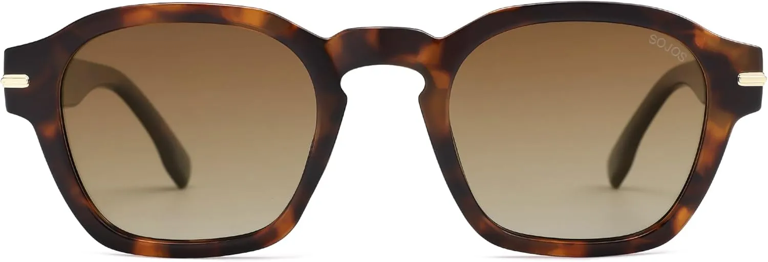 SOJOS Vintage Retro Square Polarized Sunglasses Men Trendy Womens Sun Glasses SJ2382