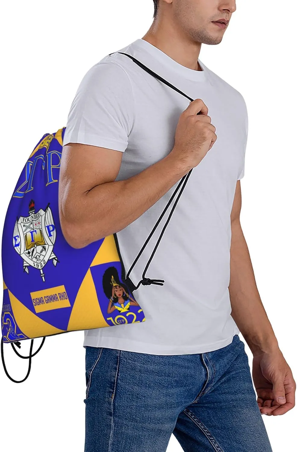 Sorority Multifunctional Drawstring Bags Backpack Large Sport Gym Travel School Backpack for Men Women Hiking Daypack, Style-4