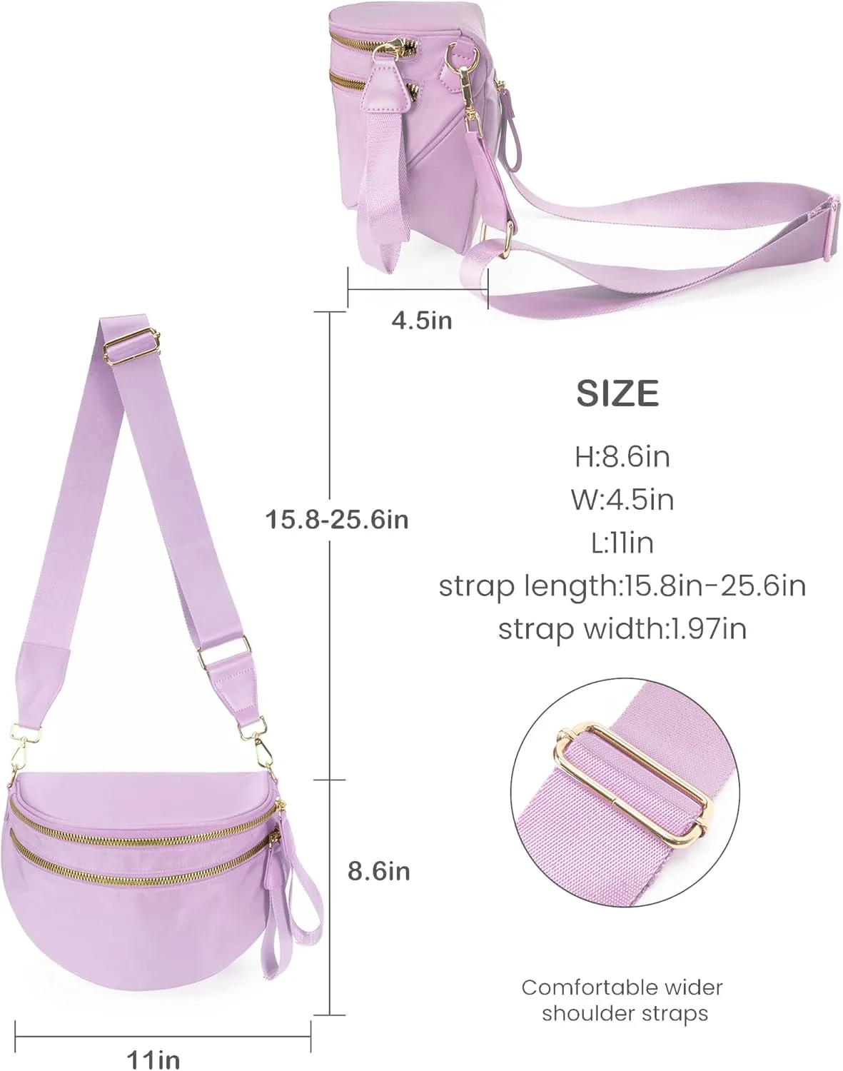 Spacious Nylon Crossbody Bag Bum Bag Handbags Wallets Purses Trendy Shoulder Bag for Women