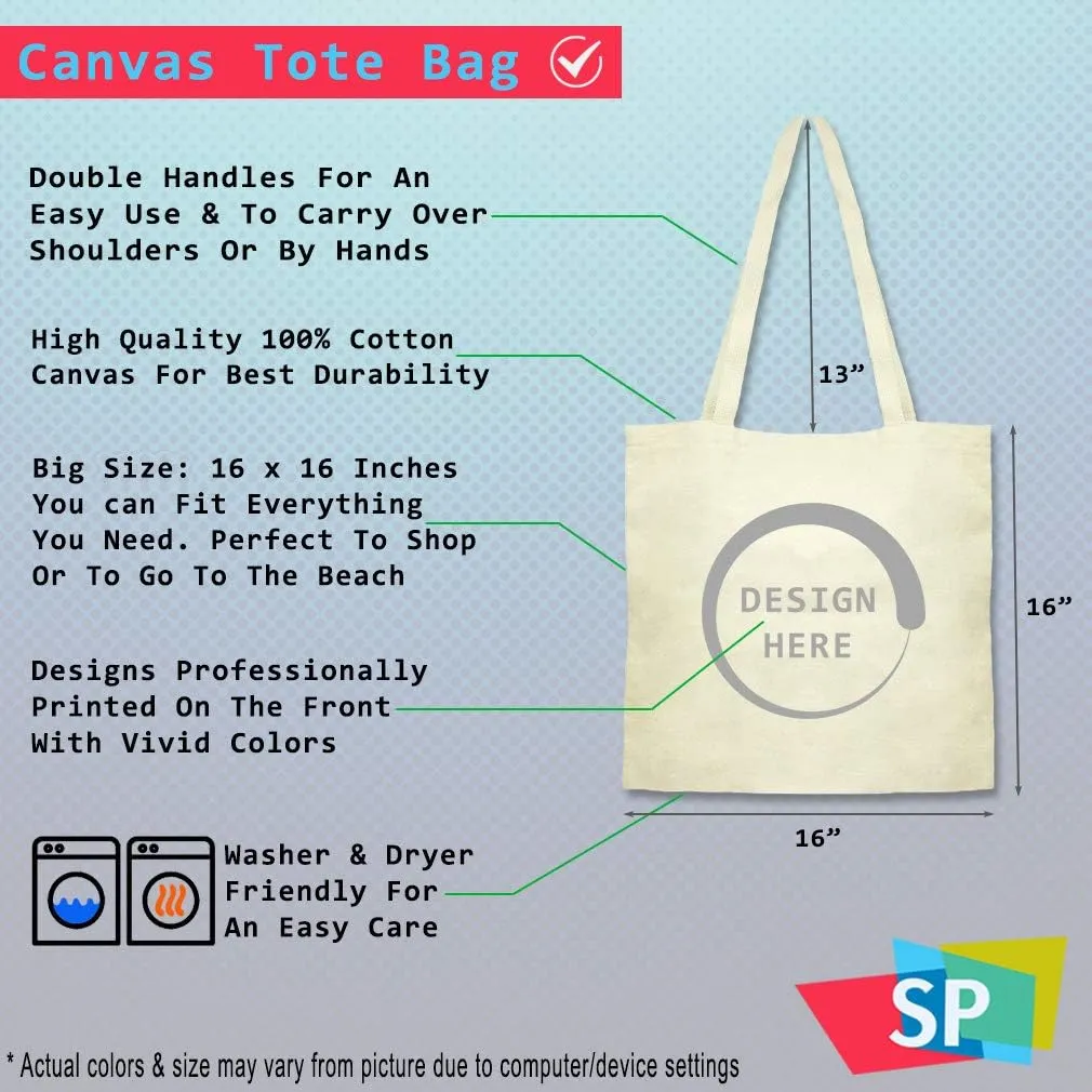 Speedy Pros Canvas Tote Bag for Women Browallia Mimulus Bush Violet Vintage Botanical Flowers