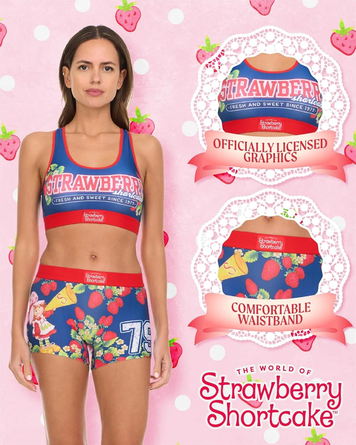 SpongeBob & Patrick Womens Underwear Set - 2 Piece Tom and Jerry, Betty Boop Boy Shorts & Sports Bras for Women