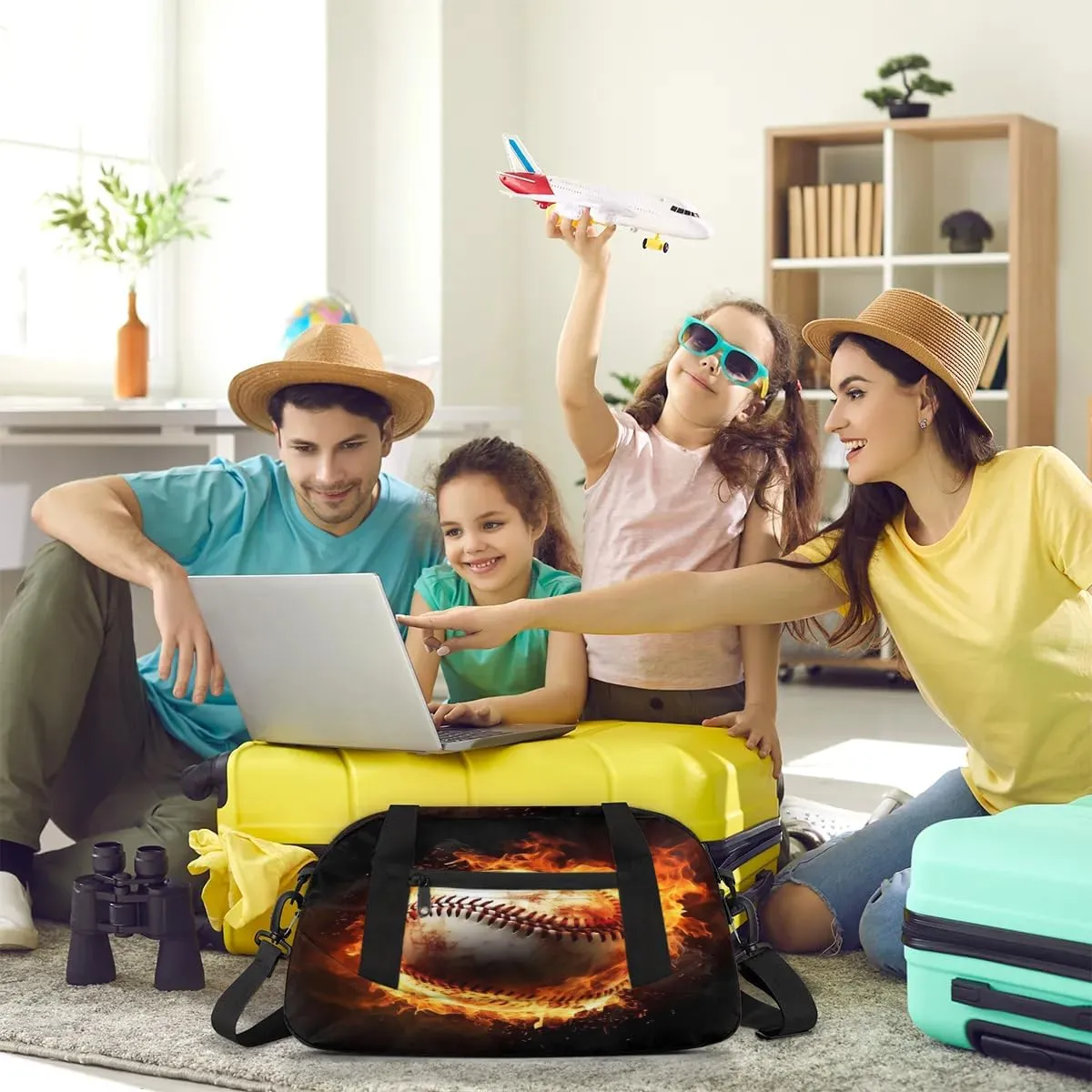 Sport Duffel Bag Baseball Fire Kids Gym Bag Weekender Overnight Bags for Boys Girls Teens Carry On Workout Travel Bag