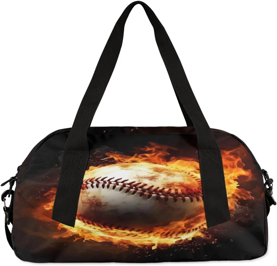 Sport Duffel Bag Baseball Fire Kids Gym Bag Weekender Overnight Bags for Boys Girls Teens Carry On Workout Travel Bag