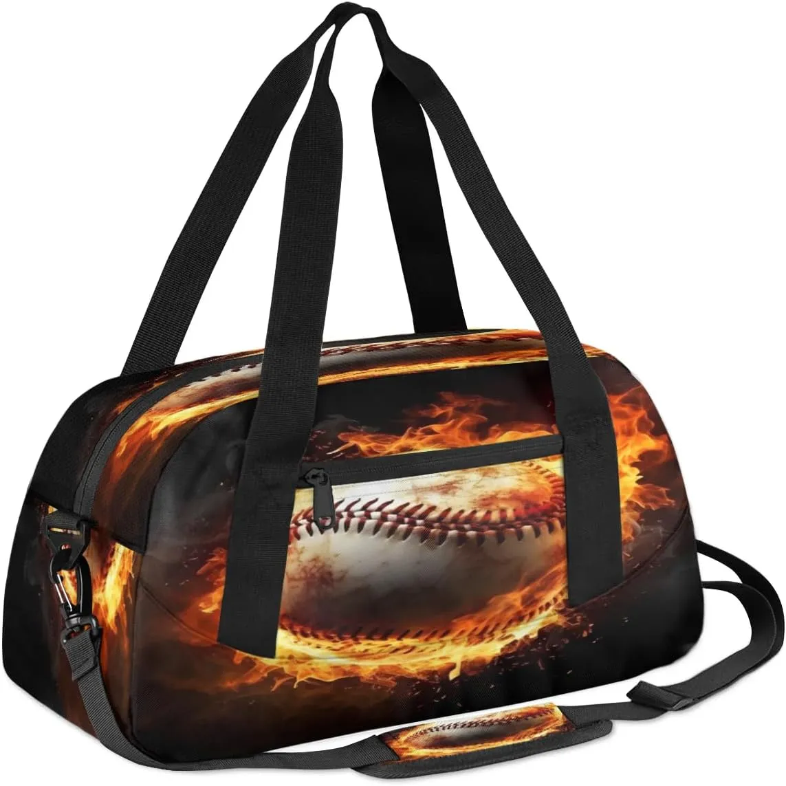 Sport Duffel Bag Baseball Fire Kids Gym Bag Weekender Overnight Bags for Boys Girls Teens Carry On Workout Travel Bag