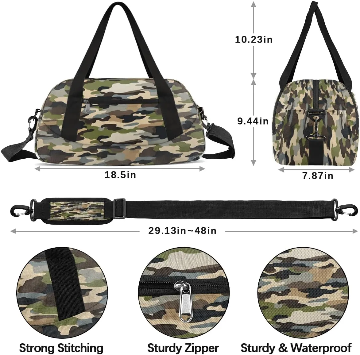 Sport Duffel Bag Camo Color Kids Gym Bag Weekender Overnight Bags for Boys Girls Teens Carry On Workout Travel Bag