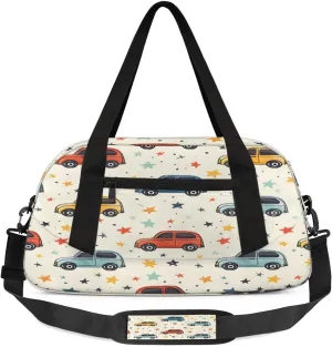 Sport Duffel Bag Cars Stars Kids Gym Bag Weekender Overnight Bags for Boys Girls Teens Carry On Workout Travel Bag