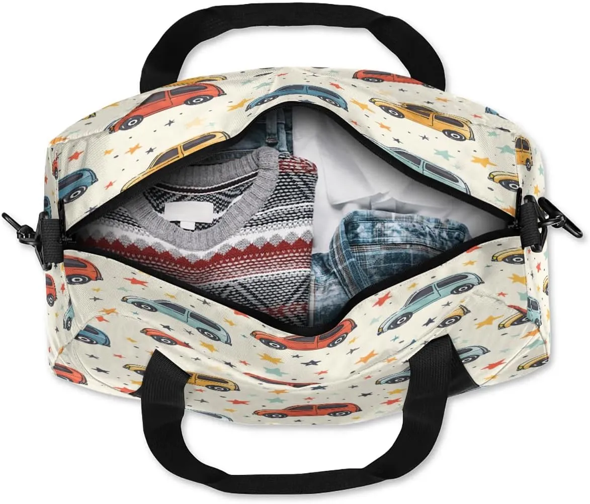Sport Duffel Bag Cars Stars Kids Gym Bag Weekender Overnight Bags for Boys Girls Teens Carry On Workout Travel Bag