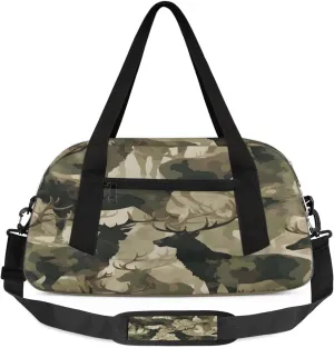 Sport Duffel Bag Deer Camo Kids Gym Bag Weekender Overnight Bags for Boys Girls Teens Carry On Workout Travel Bag
