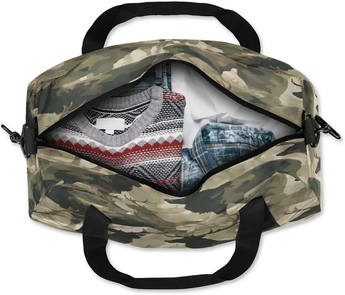 Sport Duffel Bag Deer Camo Kids Gym Bag Weekender Overnight Bags for Boys Girls Teens Carry On Workout Travel Bag