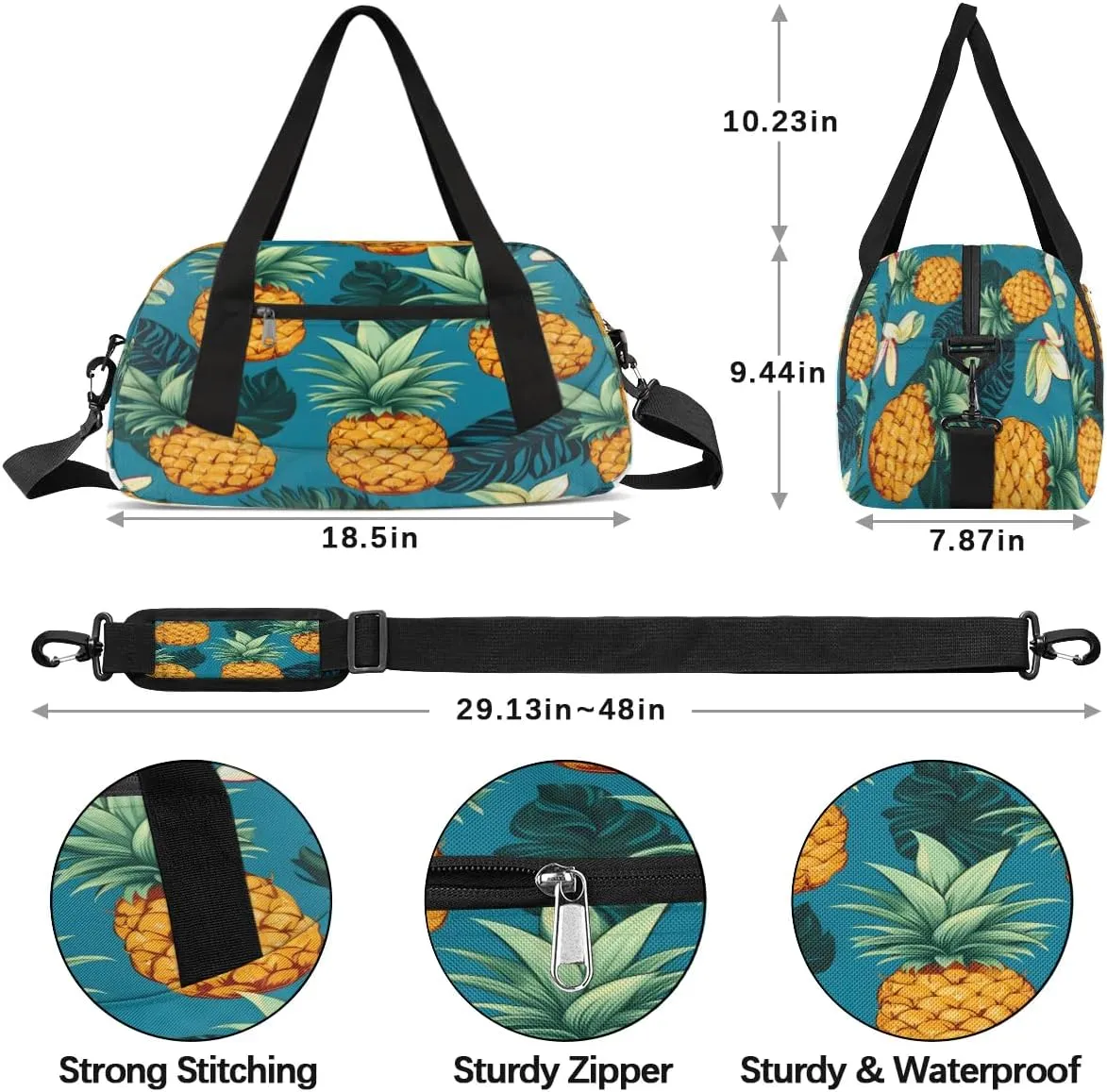Sport Duffel Bag Delicious Pineapple Kids Gym Bag Weekender Overnight Bags for Boys Girls Teens Carry On Workout Travel Bag