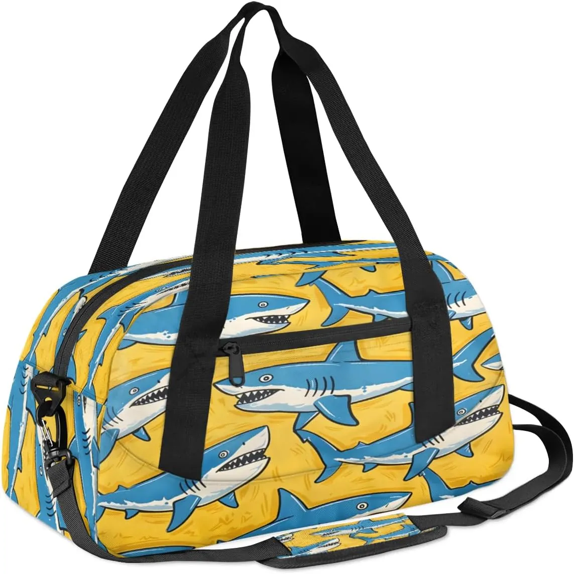 Sport Duffel Bag Funny Sharks Kids Gym Bag Weekender Overnight Bags for Boys Girls Teens Carry On Workout Travel Bag