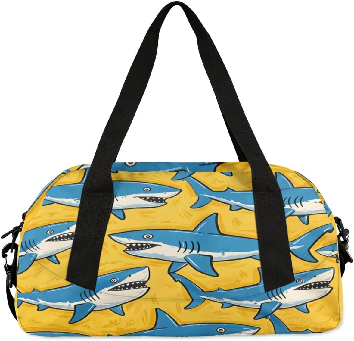 Sport Duffel Bag Funny Sharks Kids Gym Bag Weekender Overnight Bags for Boys Girls Teens Carry On Workout Travel Bag