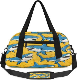 Sport Duffel Bag Funny Sharks Kids Gym Bag Weekender Overnight Bags for Boys Girls Teens Carry On Workout Travel Bag