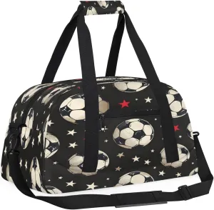 Sport Pattern Kids Overnighter Duffel Bags for Boys, Carry-On Size Sports Gym Bag with Front Zipper Pocket for School Practice or Overnight Travel Weekender Sleepover Tote Bag