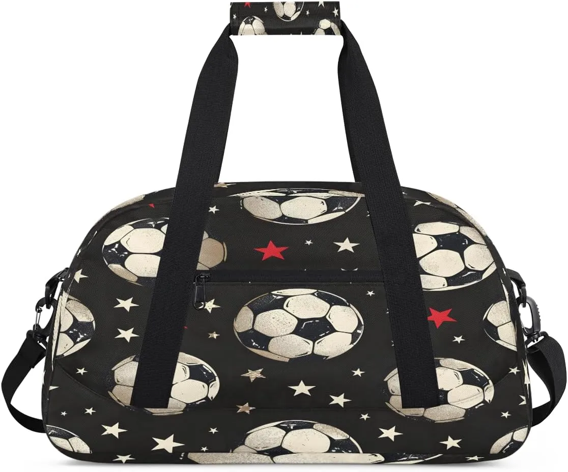 Sport Pattern Kids Overnighter Duffel Bags for Boys, Carry-On Size Sports Gym Bag with Front Zipper Pocket for School Practice or Overnight Travel Weekender Sleepover Tote Bag
