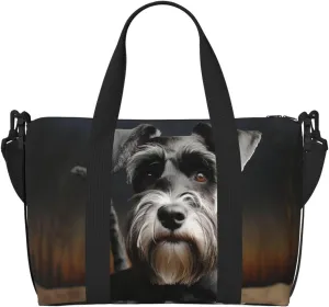 Sports Gym Bag for Women Men Travel Duffel Bag Tote Weekender Bag Carry on Overnight Bag for Travel Swimming Fitness Workout Sports Animal schnauzer dog Duffle Bag
