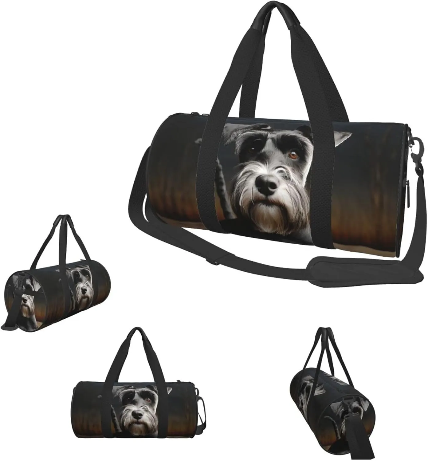Sports Gym Bag for Women Men Travel Duffel Bag Tote Weekender Bag Carry on Overnight Bag for Travel Swimming Fitness Workout Sports Animal schnauzer dog Duffle Bag