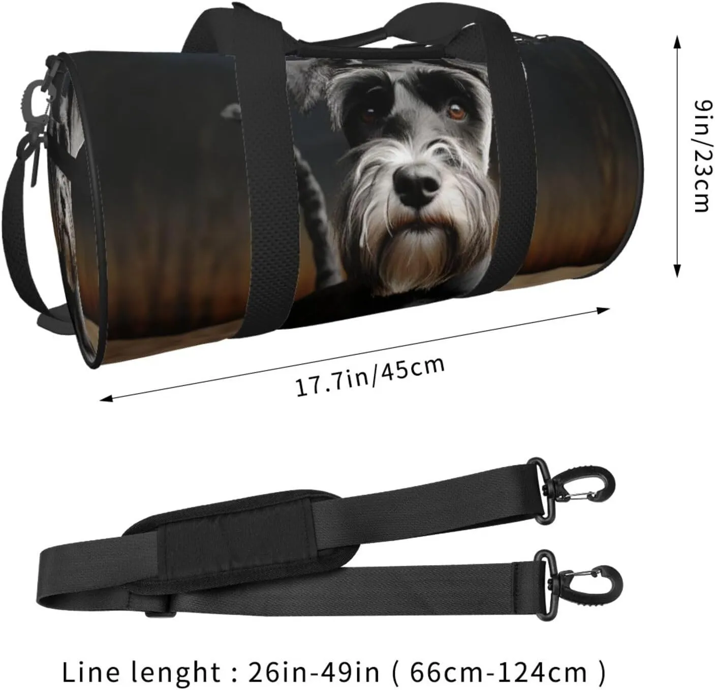 Sports Gym Bag for Women Men Travel Duffel Bag Tote Weekender Bag Carry on Overnight Bag for Travel Swimming Fitness Workout Sports Animal schnauzer dog Duffle Bag
