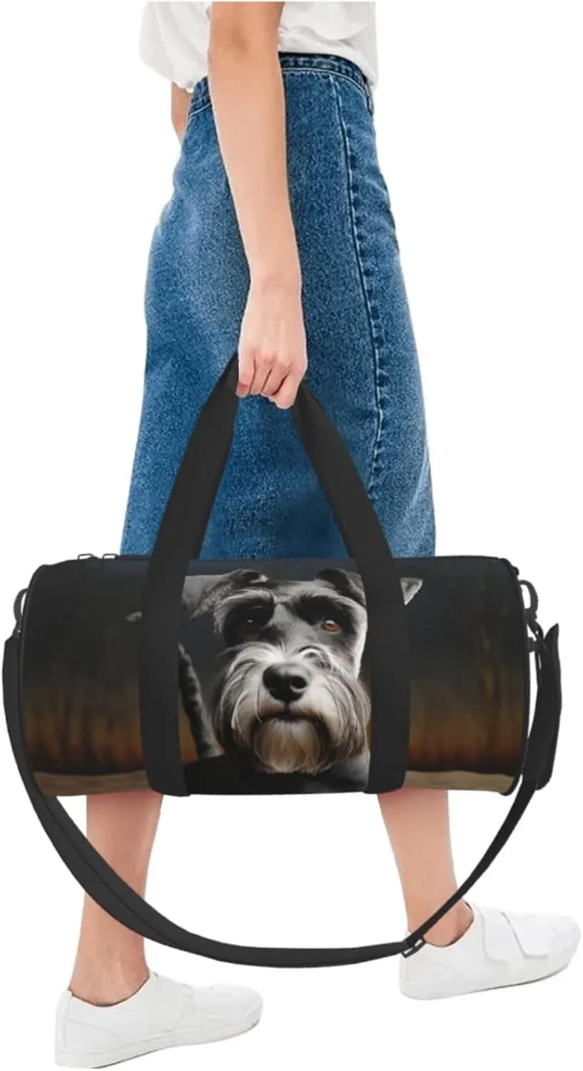 Sports Gym Bag for Women Men Travel Duffel Bag Tote Weekender Bag Carry on Overnight Bag for Travel Swimming Fitness Workout Sports Animal schnauzer dog Duffle Bag