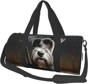 Sports Gym Bag for Women Men Travel Duffel Bag Tote Weekender Bag Carry on Overnight Bag for Travel Swimming Fitness Workout Sports Animal schnauzer dog Duffle Bag