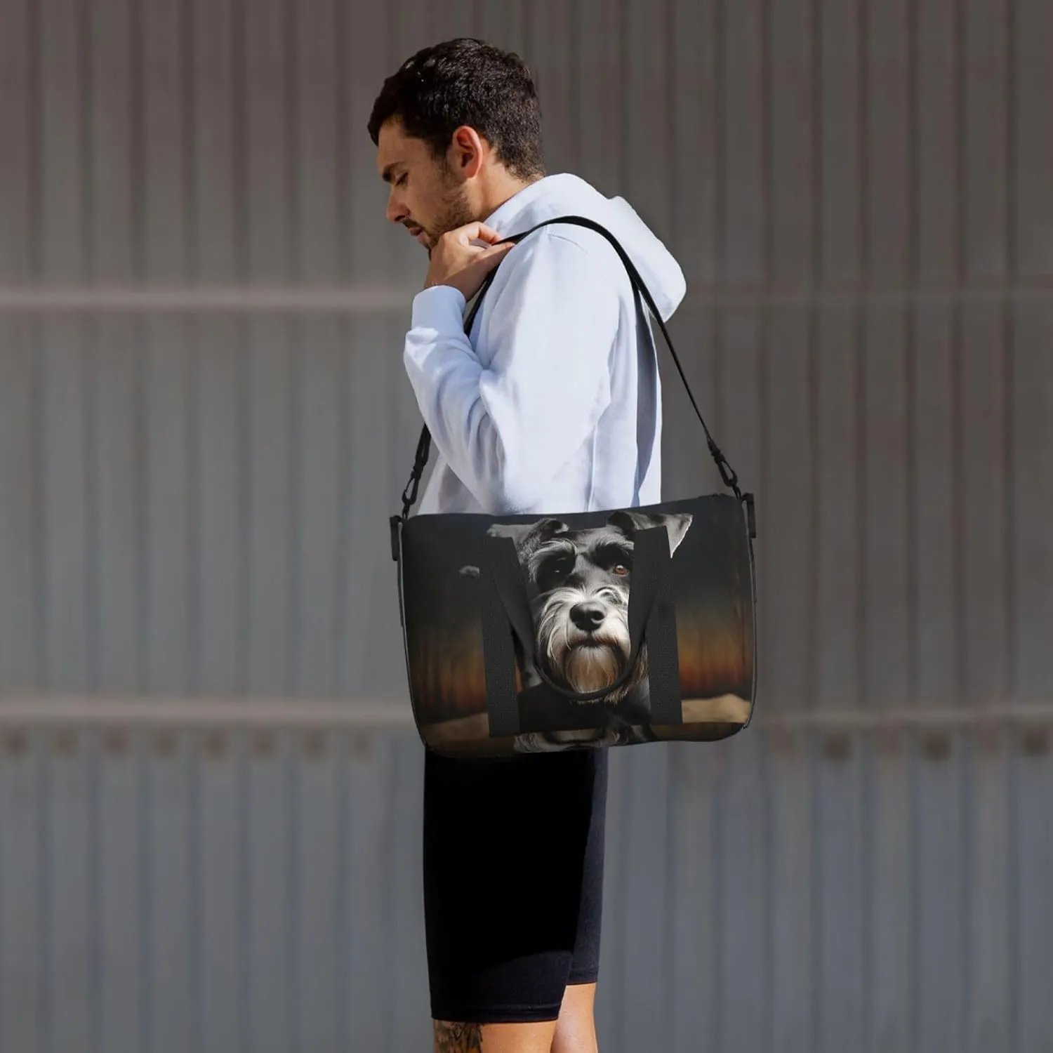Sports Gym Bag for Women Men Travel Duffel Bag Tote Weekender Bag Carry on Overnight Bag for Travel Swimming Fitness Workout Sports Animal schnauzer dog Duffle Bag