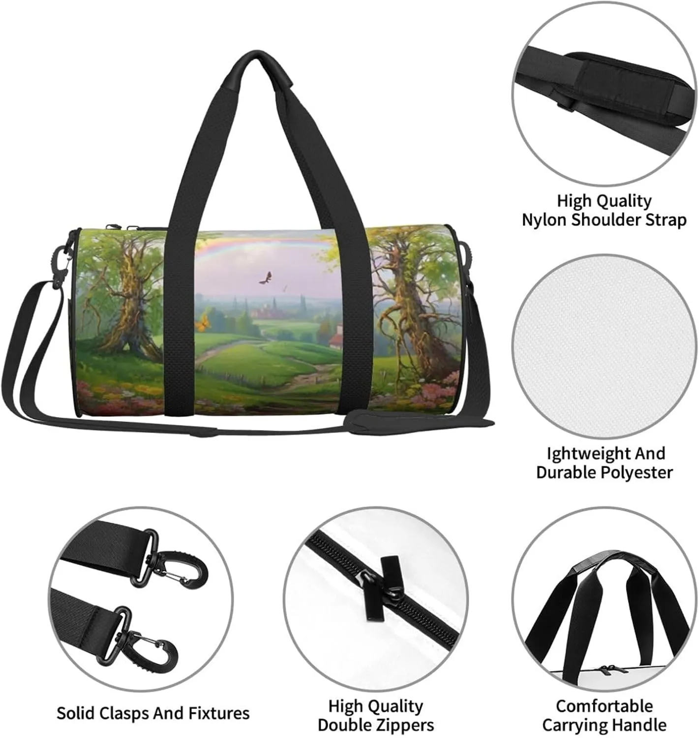 Sports Gym Bag for Women Men Travel Duffel Bag Tote Weekender Bag Carry on Overnight Bag for Travel Swimming Fitness Workout Sports Spring Landscape Duffle Bag