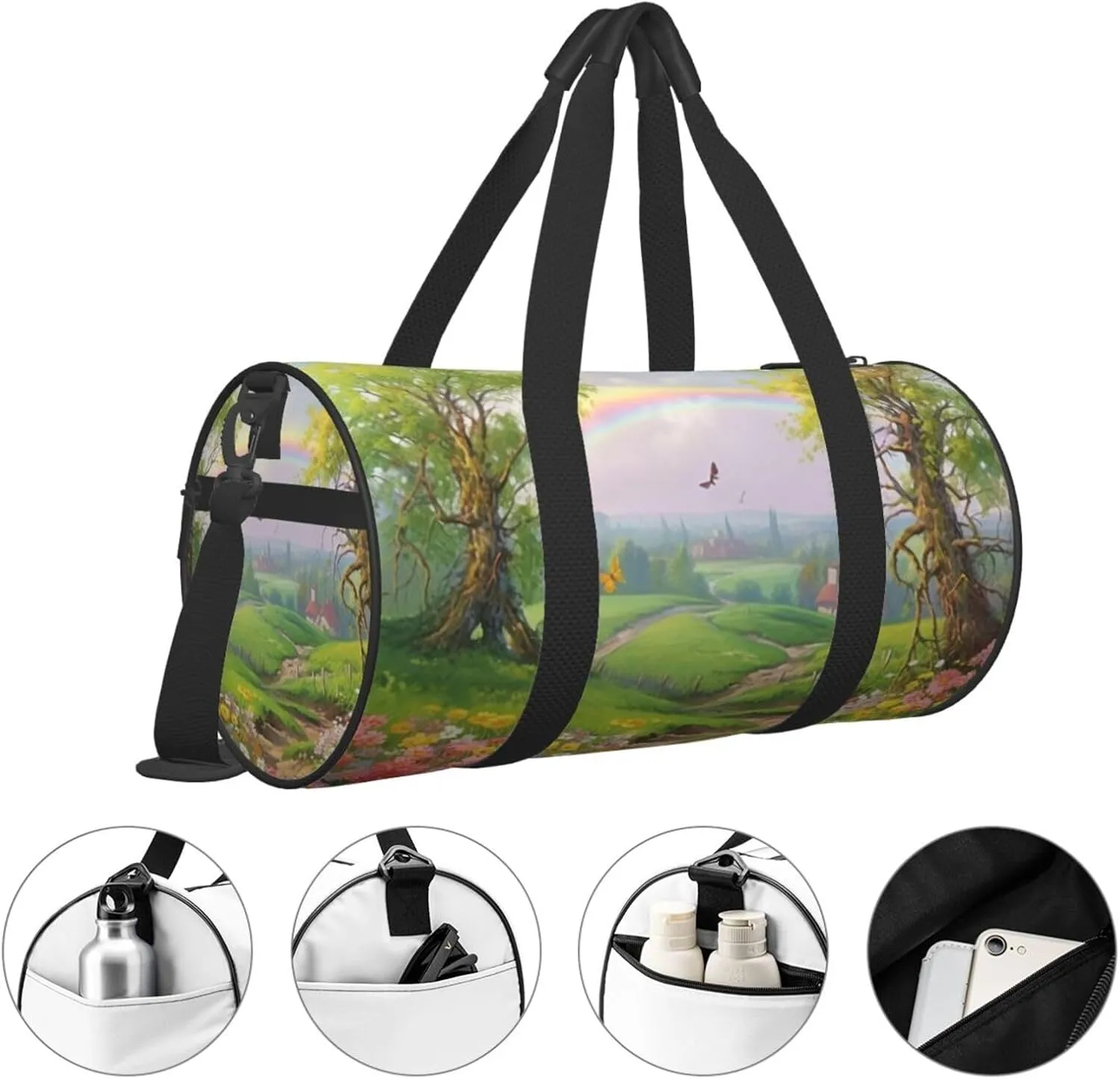 Sports Gym Bag for Women Men Travel Duffel Bag Tote Weekender Bag Carry on Overnight Bag for Travel Swimming Fitness Workout Sports Spring Landscape Duffle Bag