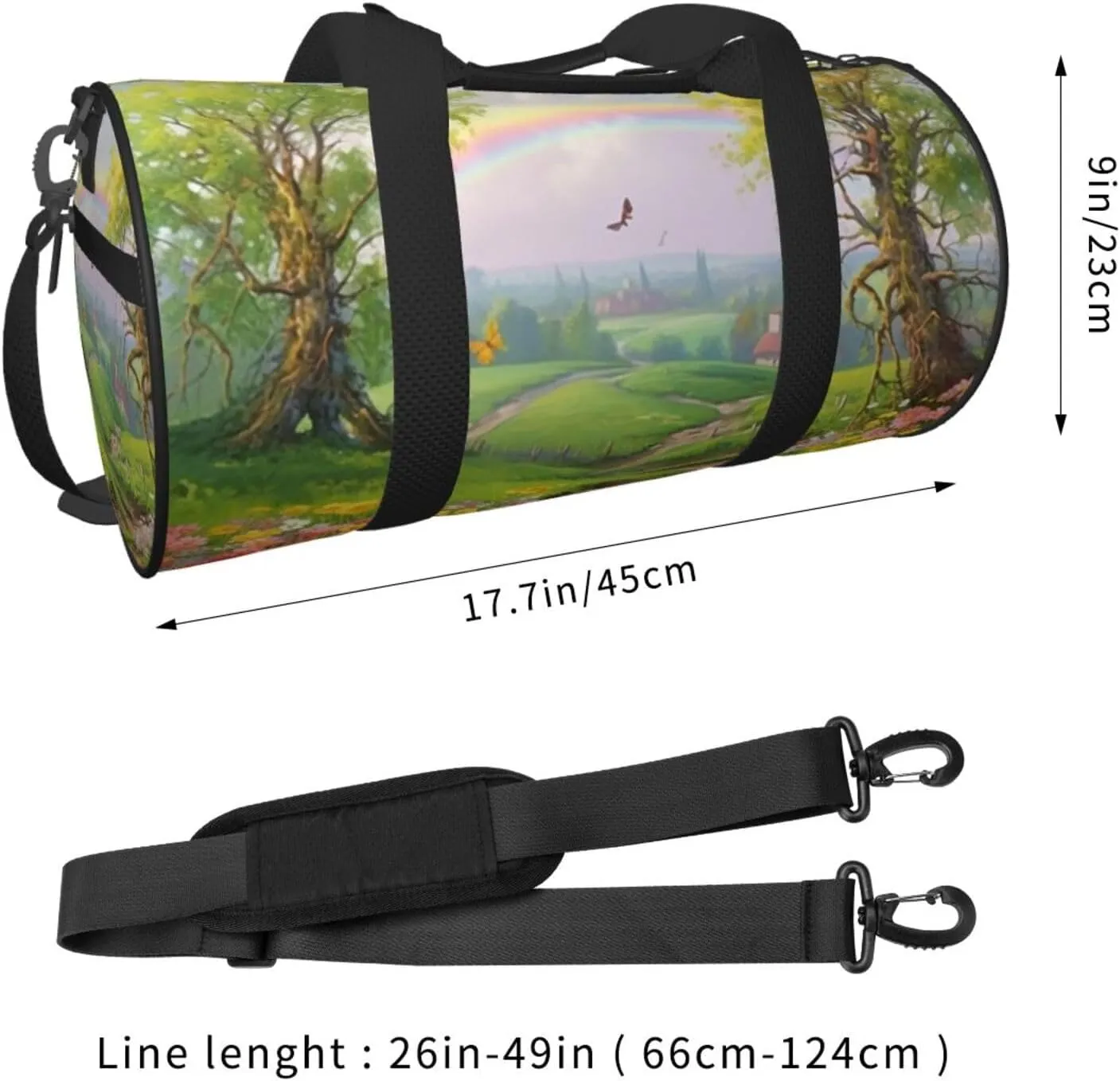 Sports Gym Bag for Women Men Travel Duffel Bag Tote Weekender Bag Carry on Overnight Bag for Travel Swimming Fitness Workout Sports Spring Landscape Duffle Bag