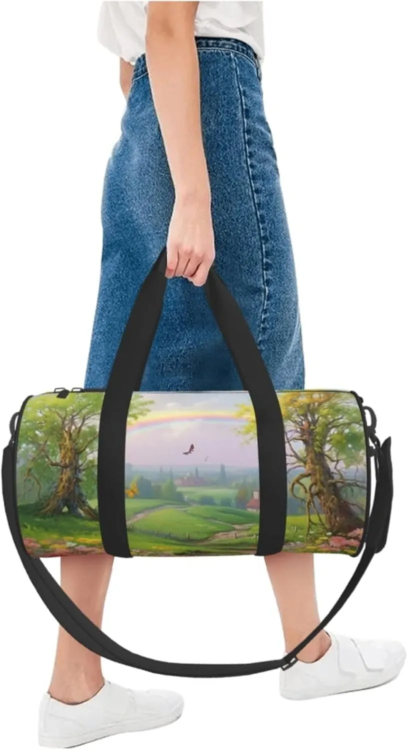 Sports Gym Bag for Women Men Travel Duffel Bag Tote Weekender Bag Carry on Overnight Bag for Travel Swimming Fitness Workout Sports Spring Landscape Duffle Bag