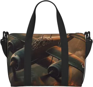 Sports Gym Bag for Women Men Travel Duffel Bag Tote Weekender Bag Carry on Overnight Bag for Travel Swimming Fitness Workout Sports World War Aircraft Duffle Bag