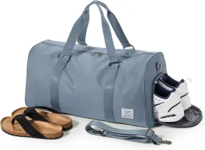 Sports Gym Bag for Women Men, Travel Duffle Bag Personal Item Travel Bag for Airplane, Waterproof Weekender Bag Carry On Tote Bags Overnight Bag with Shoes Compartment and Wet Pocket, Darkblue