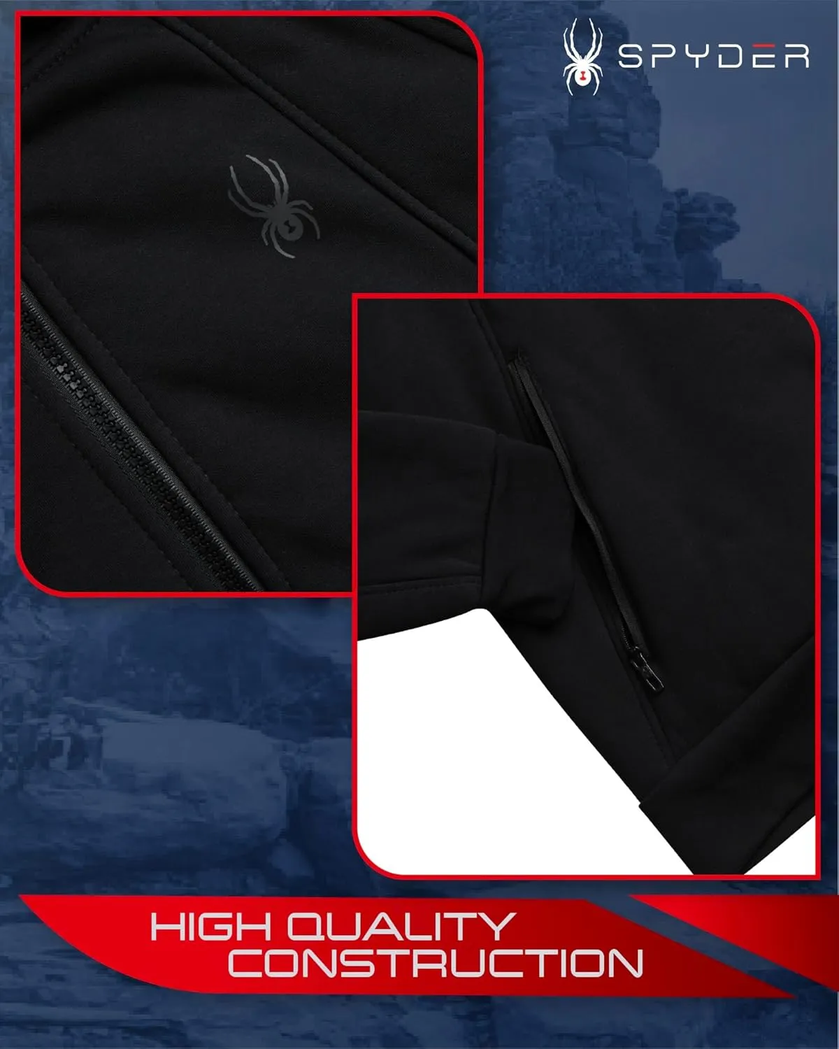 Spyder Men's Hoodie - Sherpa Lined Fleece Zip Up Jacket with ThermoWeb Insulation - Warm Outerwear Hoodies for Men (S-XXL)