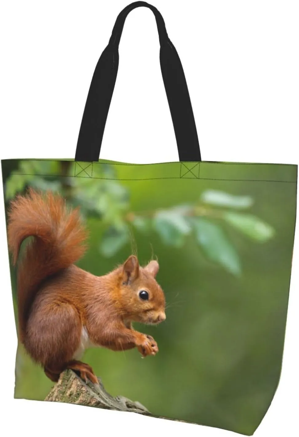 Squirrel Canvas Tote Bag Cute Shoulder Bag Handbag Casual Animal Grocery Bags Cute Animals Bag for Outdoor